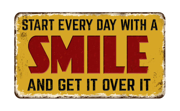 istock Start every day with a smile and get it over it vintage rusty metal sign 1398355292