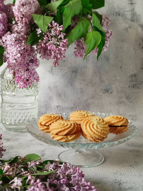 Beautiful still life with lilac branches