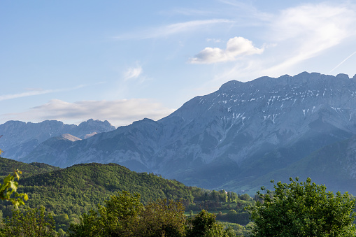 Dévoluy mountains in spring from the village of Saint-Firmin