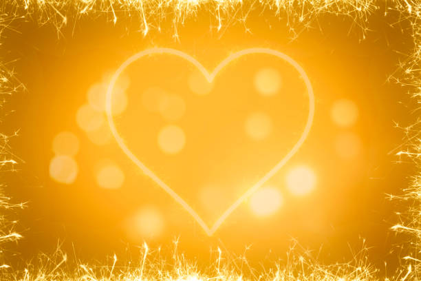 Golden light and heart Christmas Frame - christmas background
