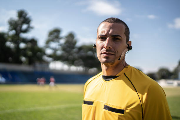 istock Portrait of a referee at soccer game 1398367178