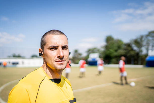 Portrait of a referee at soccer game