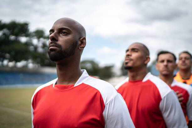 istock Soccer team in a row 1398367394
