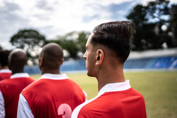 istock Soccer team in a row 1398367456
