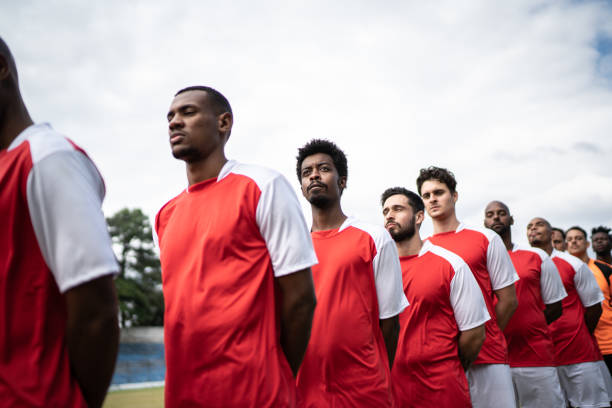 istock Soccer team in a row 1398367460