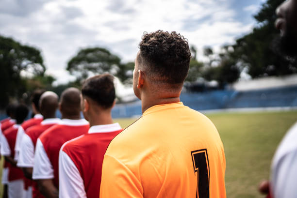 istock Soccer team in a row 1398367494