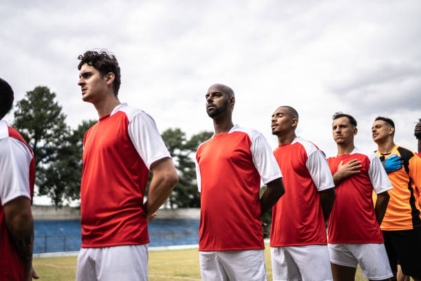 istock Soccer team in a row 1398367512