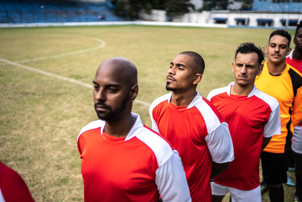 istock Soccer team in a row 1398367523
