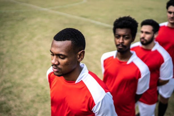istock Soccer team in a row 1398367540
