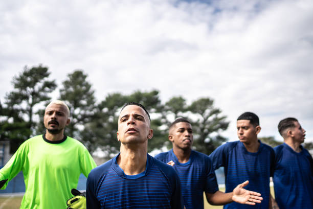 istock Soccer players warming up before a match 1398367893