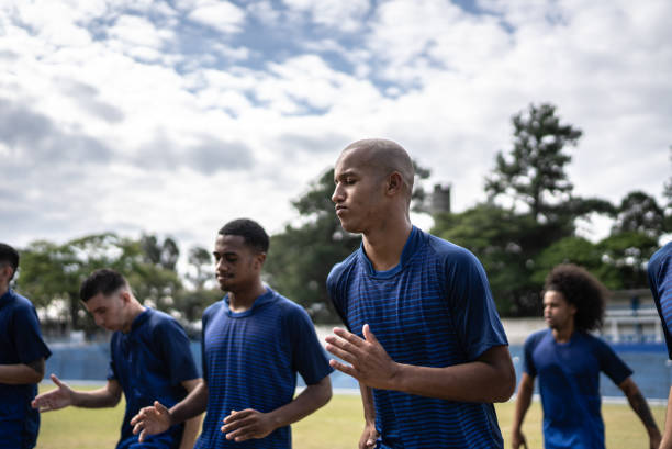 istock Soccer players warming up before a match 1398367923