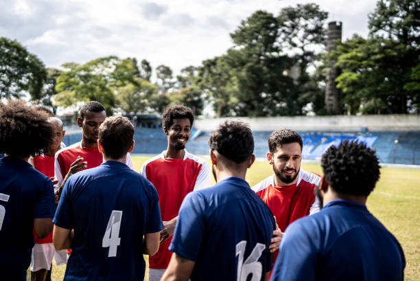 istock Soccer players teams greeting before a match 1398367942