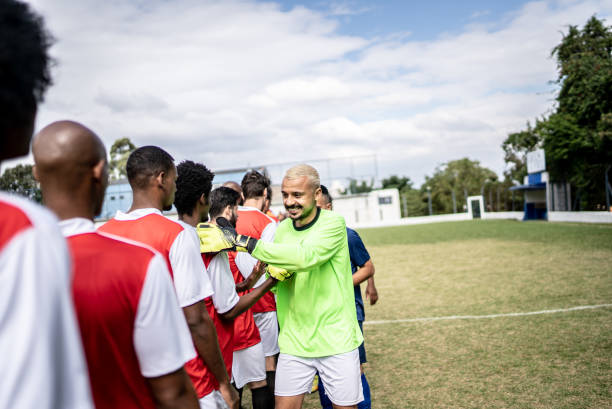istock Soccer players teams greeting before a match 1398367948