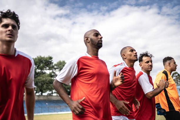 istock Soccer players warming up before a match 1398367954