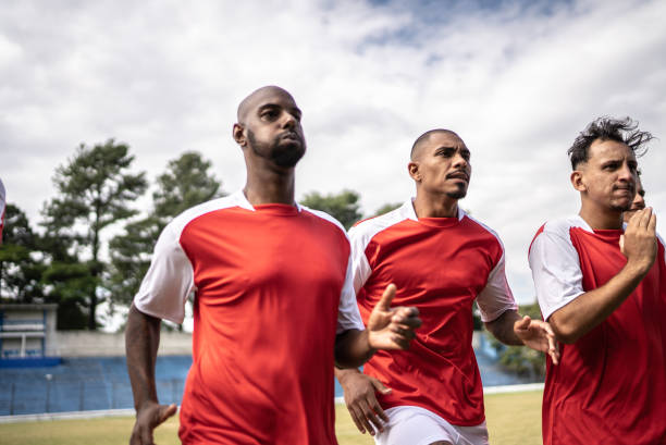 istock Soccer players warming up before a match 1398367968