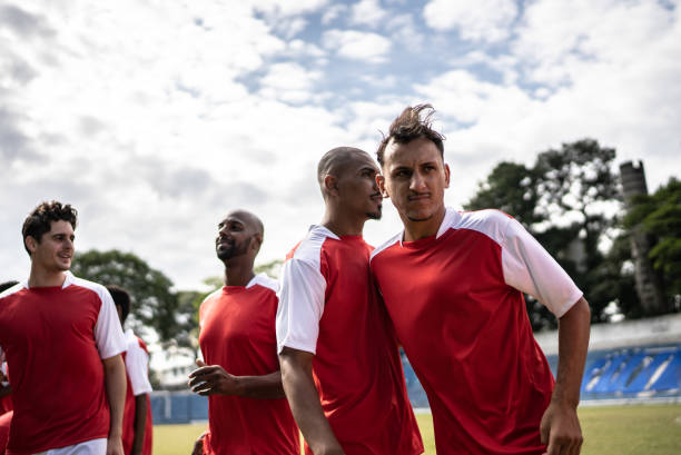 istock Soccer players warming up before a match 1398367976