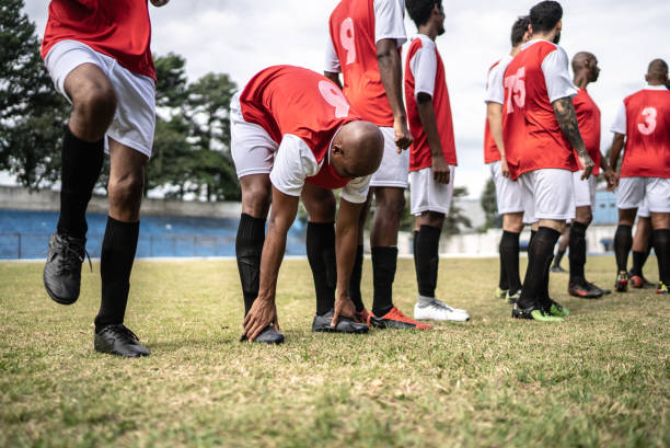 istock Soccer players warming up before a match 1398368771