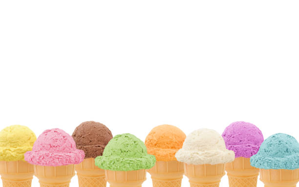 coni gelato border - scoop in front of portion colors foto e immagini stock