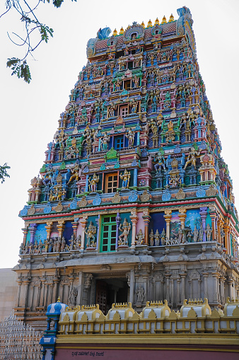 Central entrance to Sri Rajarajeshwari Temple in Bangalore, Karnataka, India, February 03 2017