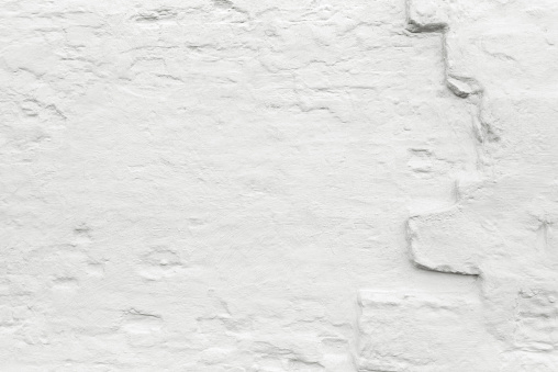 Old white abstract brick grunge wall texture background. Loft-style wall