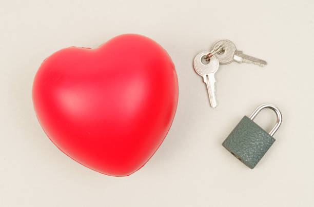 istock On the gray surface are - heart, lock and keys. 1398376479