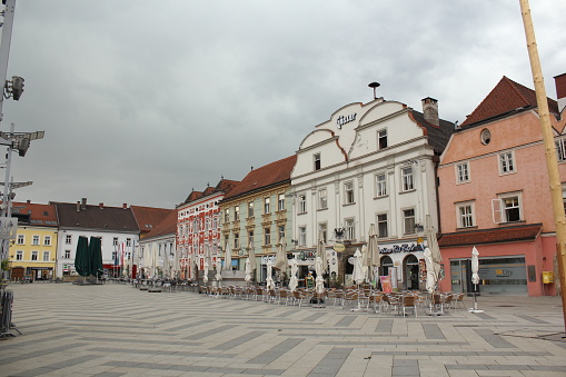 Leoben city square with different kind of building