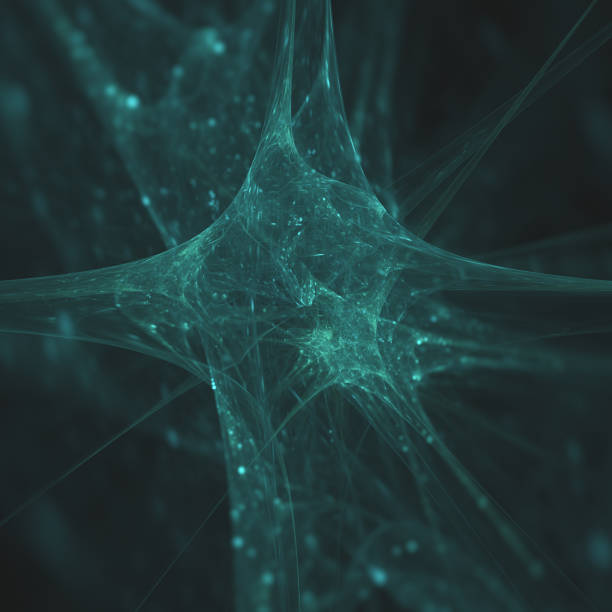 Abstract neural connections background, futuristic style machine learning and artificial intelligence concept illustration