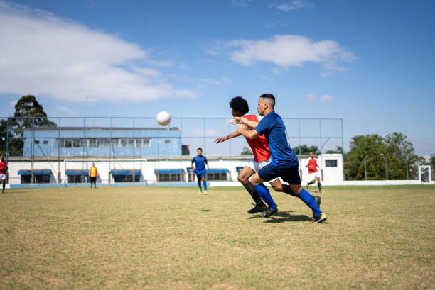Soccer teams playing soccer match