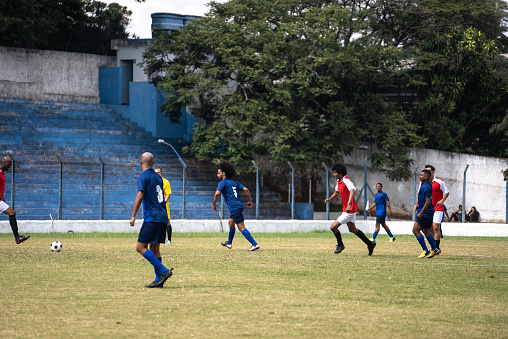 Soccer teams playing soccer match