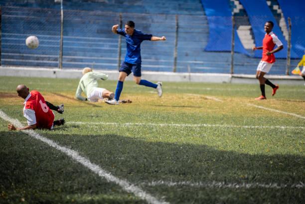 Soccer teams playing soccer match