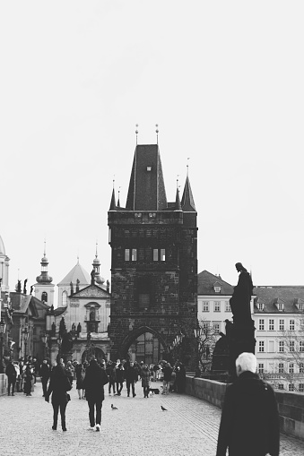 Puente de Karl, Praga en blanco y negro photo