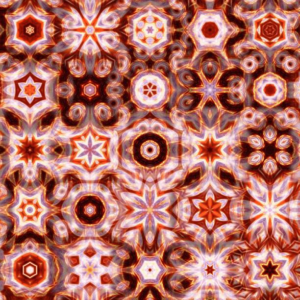 Full color combination neon ornament, lava fire and red flower concept with pattern and kaleidoscope. Great for wallpapers, websites, businesses and more