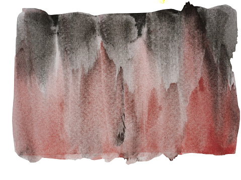 Watercolor stroke and spray on white paper , Abstract background by hand drawn black with pink with red and orange color liquid drip isolated on white background
