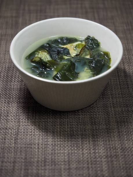 Korean food Oyster Seaweed Soup, Miyeok-guk stock photo