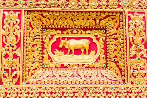 cow Wall sculpture in Thai temple