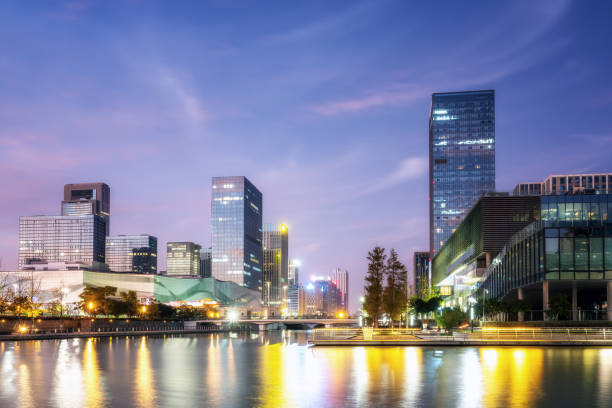 istock China Ningbo city landscape night view 1398422626