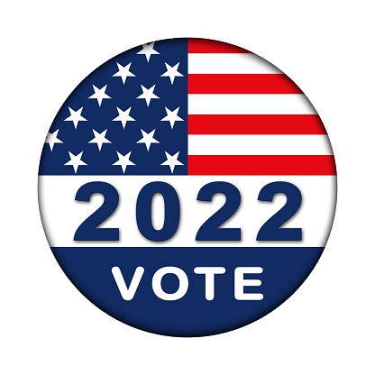 Election 2022 in united states - graphic for Election voting with flag in circle form - 3D Illustration