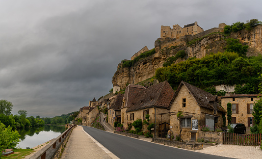 Beynac-et-Cazenac, France - 12 May, 2022: the historic and picturesque medieval village of Beynac-et-Cadenac in the Dordogne Valley