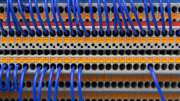 istock Terminal of control . Control panel assembly with wire and terminal box, ground terminal,personal earth terminal 1398432071