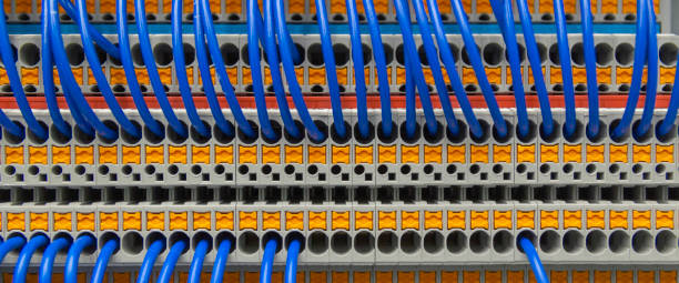 istock Terminal of control . Control panel assembly with wire and terminal box, ground terminal,personal earth terminal 1398432222