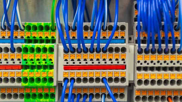 istock Terminal of control . Control panel assembly with wire and terminal box, ground terminal,personal earth terminal 1398432270