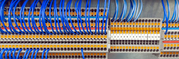 istock Terminal of control . Control panel assembly with wire and terminal box, ground terminal,personal earth terminal 1398432344