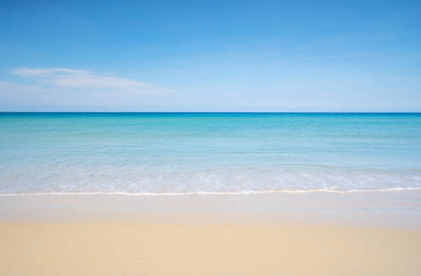 istock Tropical sandy beach with blue sky background summer sea in Phuket thailand 1398433450