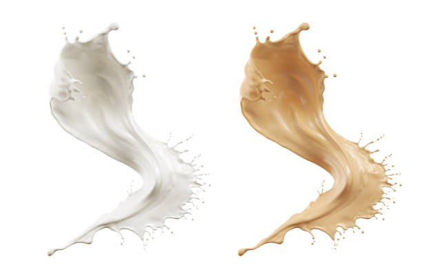 istock white Milk and Tea milk splash isolated on background, liquid or Yogurt splash, Include clipping path. 3d illustration. 1398445807