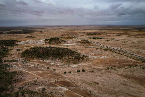 Aerial landscape of the desert in Australia