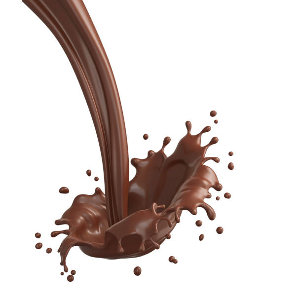istock splash of brown chocolate isolated on white background with clipping path. 3d illustration. 1398447185
