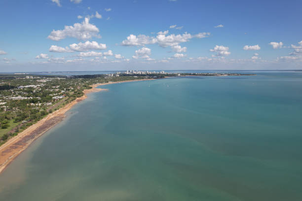 Aerial view of the shoreline along the Darwin coast Aerial view of the shoreline along the Darwin coast darwin nt stock pictures, royalty-free photos & images