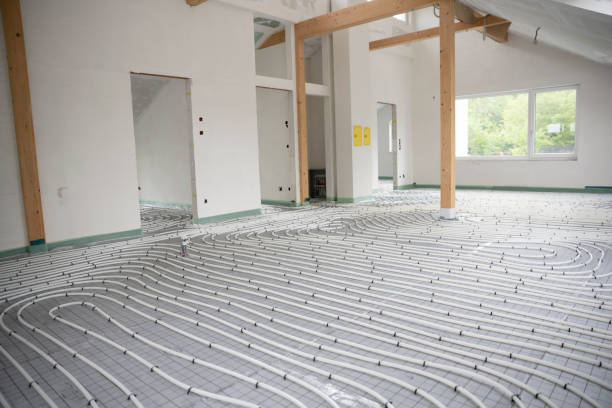 istock Shot of construction site in a loft where floor heating has just been installed 1398447329
