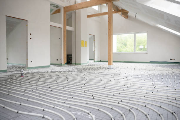 istock Shot of construction site in a loft where floor heating has just been installed 1398447469