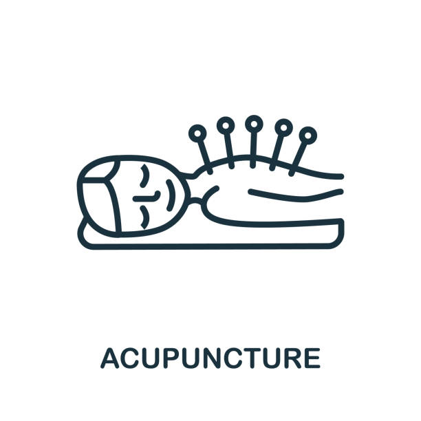 대체 의학 컬렉션의 침술 아이콘. 템플릿, 웹 디자인 및 인포 그래픽을위한 간단한 라인 침술 아이콘 - acupuncture needle stock illustrations